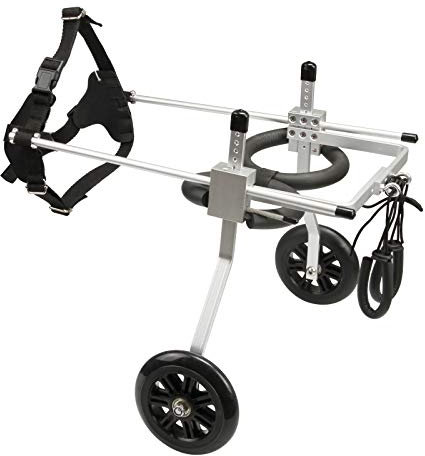 Anmas Box Verstellbarer Haustier-Rollstuhl mit 2 Rädern für mittelgroße Hunde und Katzen, Edelstahlrahmen für die Rehabilitation der Hinterbeine, Unterstützung älterer und behinderter Haustiere