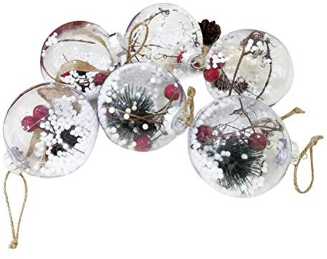 BESTOYARD Weihnachtskugel mit Tannenzapfen Beeren Klar Schneekugel Design Weihnachatsbaum Anhänger Weihnachtsbaumschmuck 5 Stück