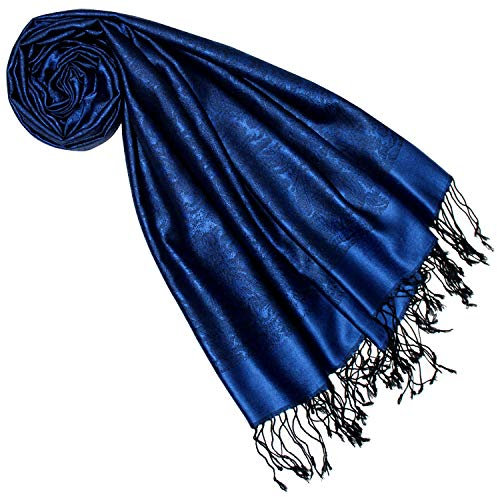 Lorenzo Cana Damenschal 70% Seide 30% Viskose mit Paisleymuster Schaltuch 70 cm x 190 cm zweifarbig Blau Schal 7842077