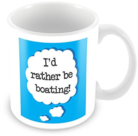 MUGGZ I'd Rather Be Boating Customised Mug/Personalised Gift - Add Photo - Blue
