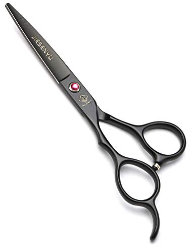 JIESENYU Haarschere/Effilierschere, 440 C, Stahl, 6 Zoll， Schwarz/Pink