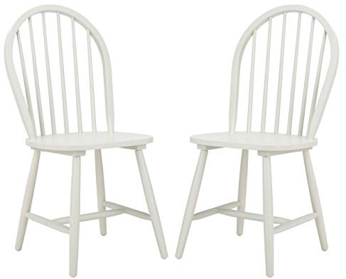 SAFAVIEH Home Collection – Camden Set of 2 Off-White Windsor Farmhouse Dining Chairs, Spindle Back Solid Wood Chairs, Americana Style Seating (DCH8501C-SET2)
