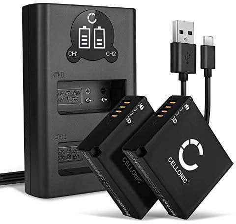 CELLONIC, Batterie pour Caméra, Compatible avec Panasonic DMW-BLG10E, Lumix DMC-TZ80, DMC-TZ100 (7.4V, 980mAh) 2 Pièces + Double Chargeur