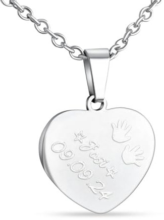 Hanessa Herz Kette in Silber – Personalisierte Halskette mit Gravur aus Edelstahl 50–60 cm – Individueller Schmuck für Frauen, Damen & Mädchen – Geschenk zum Geburtstag, Weihnachten & Hochzeitstag