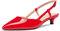 Saekcted Donna Basso Gattini Spillo Tacco Heel Chiusa a Punta Pumps Cinturino alla Caviglia Slingback Fibbia da Matrimonio Ufficio Cute Sandali Scarpe Rosso Verniciata 39 EU