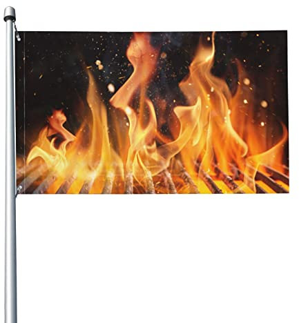 3 x 5 Fuß Flagge Flaming Charcoal Grill Musterdruck Heimdekoration Flagge mit Loch 3 x 5 Fuß Flagge Dekoration Gartenhaus Banner für drinnen und draußen