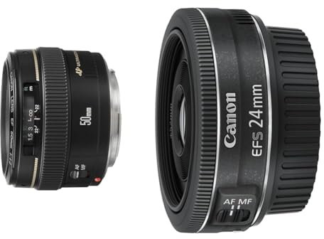 Canon EF 50mm f/1.4 USM - Objetivo para Canon (Distancia focal Fija 50mm, Apertura f/1.4, diámetro: 58mm) Color Negro & Objectif EF-S 24mm f/2.8 STM Pancake, Negro