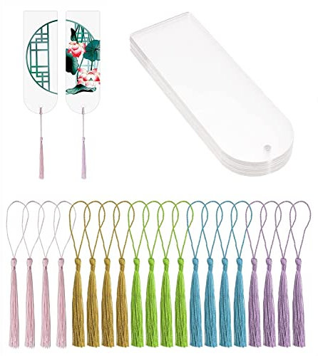 Aribrnten Transparenter Acryl-Lesezeichen-Lesezeichen-DIY-AnhäNger mit Unvollendeter Farbquaste