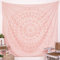 RAJRANG Indischer roségoldener Mandala-Wandteppich, Wandbehang, Elefant, Hippie-Wandteppiche, Zwillings-Hippie-Strandüberwurf, College-Wohnheim-Dekoration, Bohemian-Boho-Bettlaken – 213 x 137 cm
