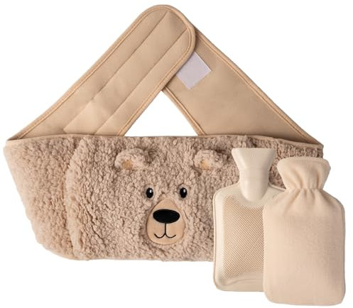 AGAKY Bouillotte eau Chaude 3 en 1,Bouillotte Ceinture,Bouillotte avec Housse en Peluche Douce,Bouillotte Peluche Ventre pour Soulager les Douleurs du Cou,des épaules,des Lombaires et de L'arthrite