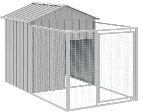 vidaXL Caseta Perros Corral Acero galvanizado Gris Claro 117x201x123cm