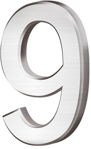 Vanyibro 3D House Number Sticker 9-7.6CM Silver Waterproof Self-Adhesive Door Sticker for Mailbox, House, Hotel
