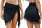 Aiseyi Sarongs for Women Beachwear Chiffon Beach Wrap Sarong Wrap Sarong Skirt Beach Cover Skirt with Fringes Black 2PCS