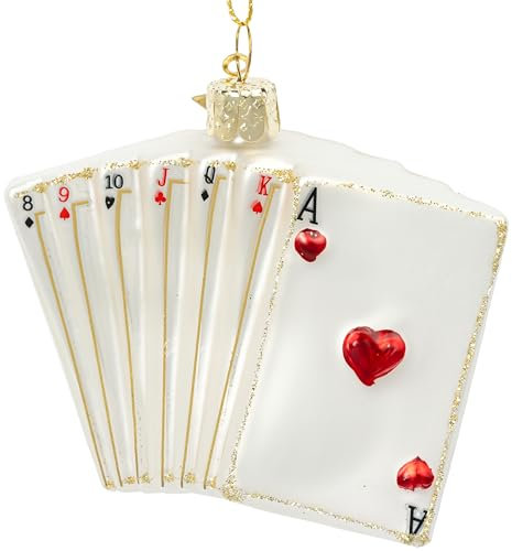 SIKORA Poker Karten besondere Weihnachtskugel Glas Christbaumschmuck Deko Figur Weihnachten Anhänger Ornament - Trend Line - BS595
