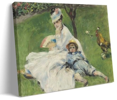 Pierre Auguste Renoir Painters' Works「Madame Monet And Her Son」Bedrucktes Leinwand-Poster, Heimdekoration, Wandkunst, zum Aufhängen, Bild, Druck, Schlafzimmer, dekorative Gemälde, Zimmer, ästhetisch,