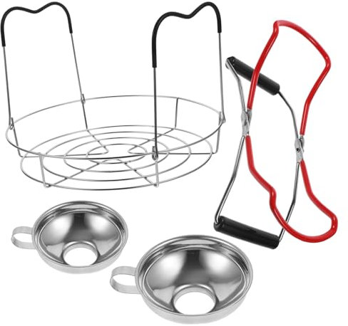 MAGICLULU 1 Set Can Lifter Set Jam Jar Funnel Canning Tongs Canning Jar Rack Jar Grabber Canning Lifter Canning Bubble Remover Kit Tools Jar Lifter Canning Equipment Non-Slip Stainless Steel