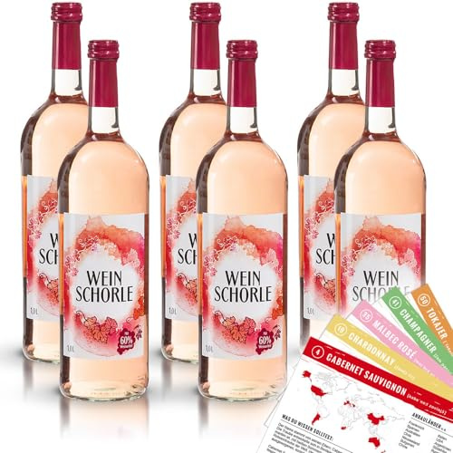 Weinschorle Rosé, weinhaltiges Getränk, sortenreines Weinpaket + VINOX Winecards (6x1,0l)