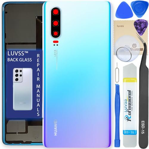 LUVSS Back Glass Cover Replacement Compitable for Huawei P30 Rear Cover + Camera Lens + Repair Manual DIY Tools Kit (Crystal)