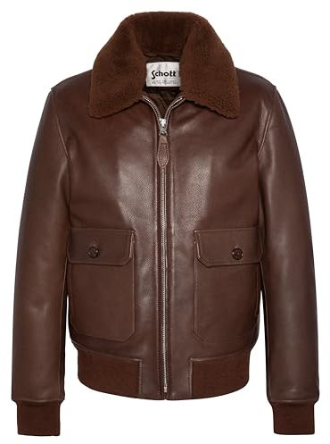Schott NYC Herren Lcaviation24 Lederjacke, braun, S