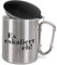 Prozente Momente Es eskaliert eh! | Edelstahl-Trinkbecher mit Karabinerhaken und Deckel | Geschenkidee | 330 ml | Becher | Camping | Vereine | Silber