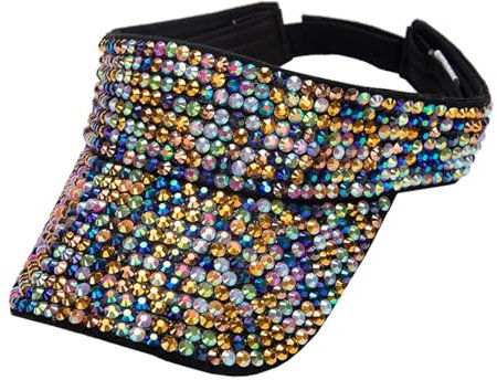 Generisch Bling Strass Cappelli Sportivi Regolabile Estivi Cappelli Visiera Cappelli Unisex Uomo Inverno, oro rosa, Taglia unica