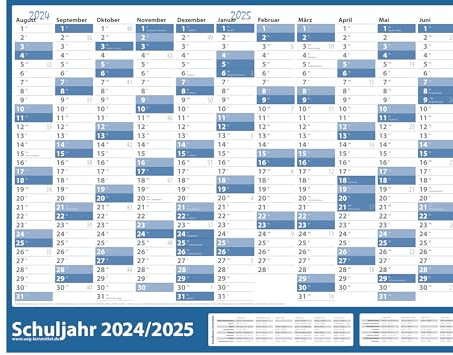 10 Stück - Schuljahres - Wandkalender 2024-2025 DIN A1 blau