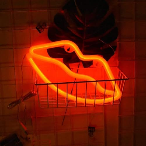 LED Neon Sign Night Light, Battery and USB Powered Signs Neon Lamp Decorative Neon Sign wall Lamp (Cloud, Warm White) (Lips, Red)