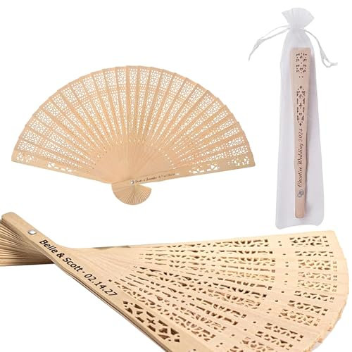 Custom Wedding Fans For Guests Engraved Text, Wedding Fans For Party Favors Bridal Shower Wedding Gift Graduation Gifts Bachelorette Party Props Birthday Gifts Decorative Souvenir(Fan 40-Pack)