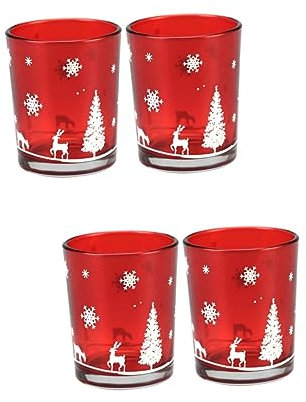 Ciieeo 4 Stück Kerzenbecher aus Glas weihnachtliche Votivkerze Kerzenbecher im Weihnachtsstil weihnachts party weihnachten party Kerzenhalter Spitzkerzen Tasse für Kerze leere Glasschale
