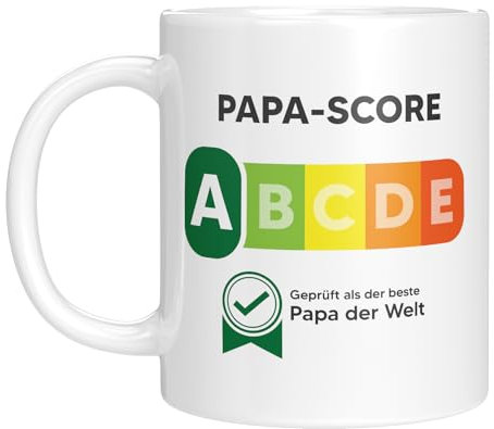 Lustige Tasse | Papa-Score | Geprüft als bester Papa der Welt | Geschenkidee | Kaffeebecher 330ml
