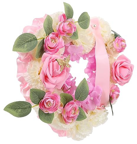 MUSISALY 1 Set commemorativa del cuore corone di fiori funebri artificiale funebre ghirlanda ghirlande arredamento del cimitero commemorativa del lutto Schiuma rosa