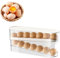 Eierspender Kühlschrank,2 Schichten Rollender Eierspender, Platzsparende Eierhalter, Eier Organizer, Platzsparende Eierbehälter für Kühlschrank