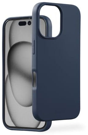 Hama Hülle für iPhone 16 (Handyhülle, stoßfest, Kratzfest, Elegante Schutzhülle für Rückseite, weich, Slim, softe Oberfläche, Wireless Charging kompatibel) blau