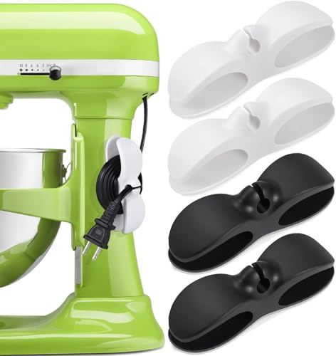 Cord Organiser for Kitchen Appliances Cable Winder, 4PCS Cord Holder and Cable Organisers, Stick on Cord Tidy and Wrapper for Pressure Cooker, Mixer, Blender, Coffee Maker, Air Fryer