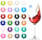 BQRKOTM 24 Pezzi Colorati Segnabicchieri, Identificatore Del Bicchiere di Vino, Segnabicchieri in Silicone per Feste, per Bicchiere da Champagne, Bicchiere da Cocktail, Bicchiere da Martini