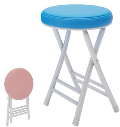 Sgabello da bar pieghevole imbottito, 50 cm, con poggiapiedi, per cucina, bar ed eventi, robusto, sgabello pieghevole salvaspazio (blu)