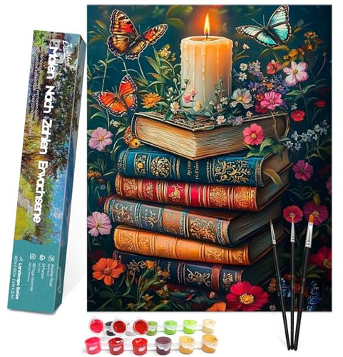 Bougimal Peinture par Numero Adulte Paysage, Sans Cadre inclure Pinceaux et Acryliques Peintures - 40x50 cm, Livres 1