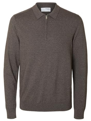 SELECTED FEMME Herren Slhberg Ls Half Zip Polo Noos Slhberg Ls Half Zip Polo Noos (1er Pack)