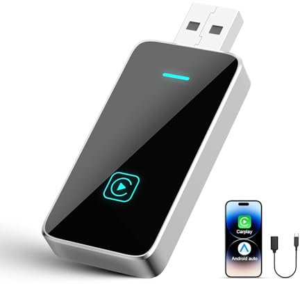 CMRDQD Carplay Wireless Adapter für iPhone, Upgrade Wired CarPlay auf Wireless, Smarte Sprachsteuerung Adapter, Plug&Play, USB-C/Typ-C, Mini & Stabiler, für Apple iOS 10+ & Wired CarPlay Autos