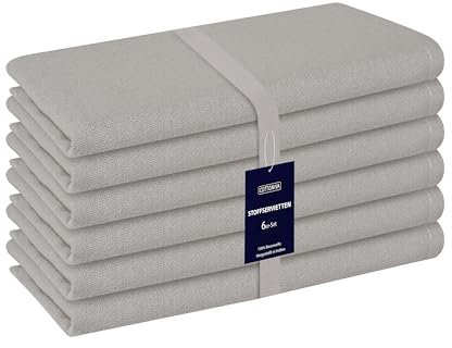 Cottoniva Stoffservietten - Set aus 6 Servietten, 100% Baumwolle, 43 x 43 cm, Weich, Waschbar und Wiederverwendbar - Perfekt für Dinnerpartys, Hochzeiten und den Alltag Servietten Hellgrau