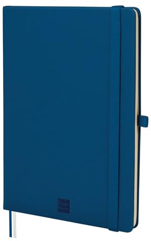 finocam Taccuino Nexo Copertina Rigida Dotted Blu Marino, Taccuino A5 con Fogli Microforati, Tasca e Portapenna, 72 Fogli, Ideale per Bullet Journal