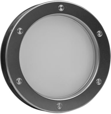 MLS Hublot B4000 AN pour Portes, Aluminium Robuste, Verre de Sécurité VSG, Convient aux Portes de 40 mm d'Épaisseur, Vis de Fixation Visibles des Deux Côtés, Aluminium Naturel, Ø 400 mm, Verre Dépoli