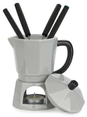balvi Fondue-Set Moka Grau Farbe Design in Form eines italienischen Bistros Keramik 225 ml
