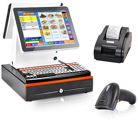 Registrierkassen-Touchscreen, 15,6 Zoll Dual-Screen, Maschine mit 4G und 128 GB Speicher, Multi-Winkel klappbar für Restaurant, Supermarkt, Einzelhandel