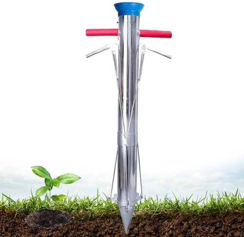Strumento per piantare bulbi a manico lungo, trapiantatore per piantine in acciaio inossidabile, piantatrice multifunzionale per ortaggi per giardino, cortile e serra - Piantare diventa facile