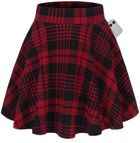DJT Damen Minirock Mädchen Hohe Taille Faltenrock Basic Casual A Linie Mini Skater Rock mit Taschen