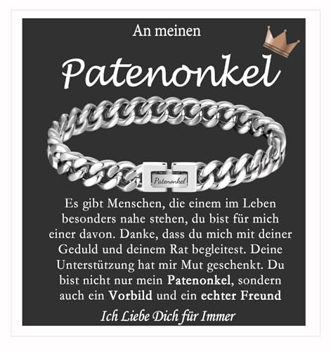 FAOMZQ Geschenk für Männer, Kubanische Armband mit Gravur für Bonus Papa Stiefpapa, Geschenk für Sohn Bruder Meinen Mann zum Geburtstag Vatertag Abschluss Weihnachten Valentinstag