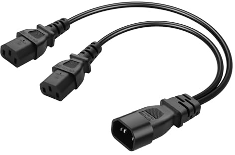 GINTOOYUN C14 à C13 Y Splitter Power Cable 18AWG IEC 10A/250V C14 Male Plug à Double C13 Femme Power Extension Cable pour Ordinateurs, cuisinières à Riz, bouilloires, imprimantes, etc. (13,19 Pouces)