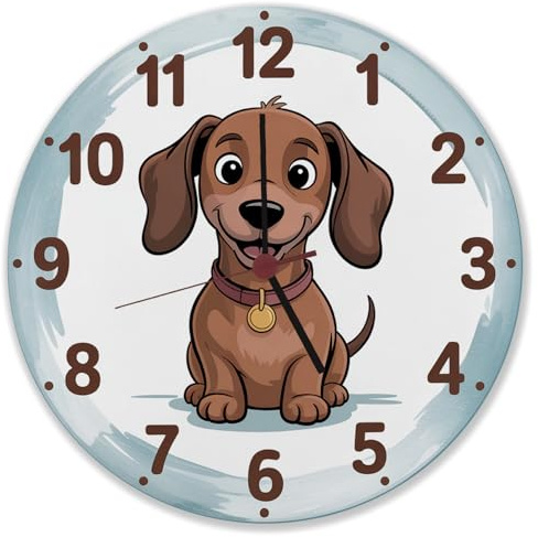 speecheese Dackel Cartoon Wanduhr für Kinderzimmer Lustige Dekouhr mit für Tierliebhaber