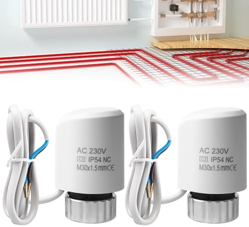 2 Stück Fussbodenheizung Stellantrieb 230 V AC: NC M30 x 1,5 Stellantrieb für Fußbodenheizung Thermischer Stellantrieb, Thermot Stellmotor, Fussbodenheizung 230v für nahezu jeden Heizkreisverteiler